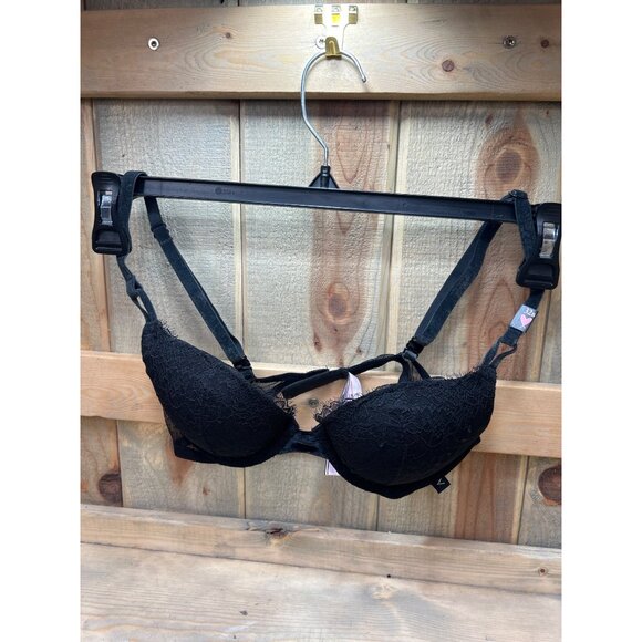 NWT Victorias Secret Black Lace T-Shirt Push-Up Bra 32B - Picture 1 of 7